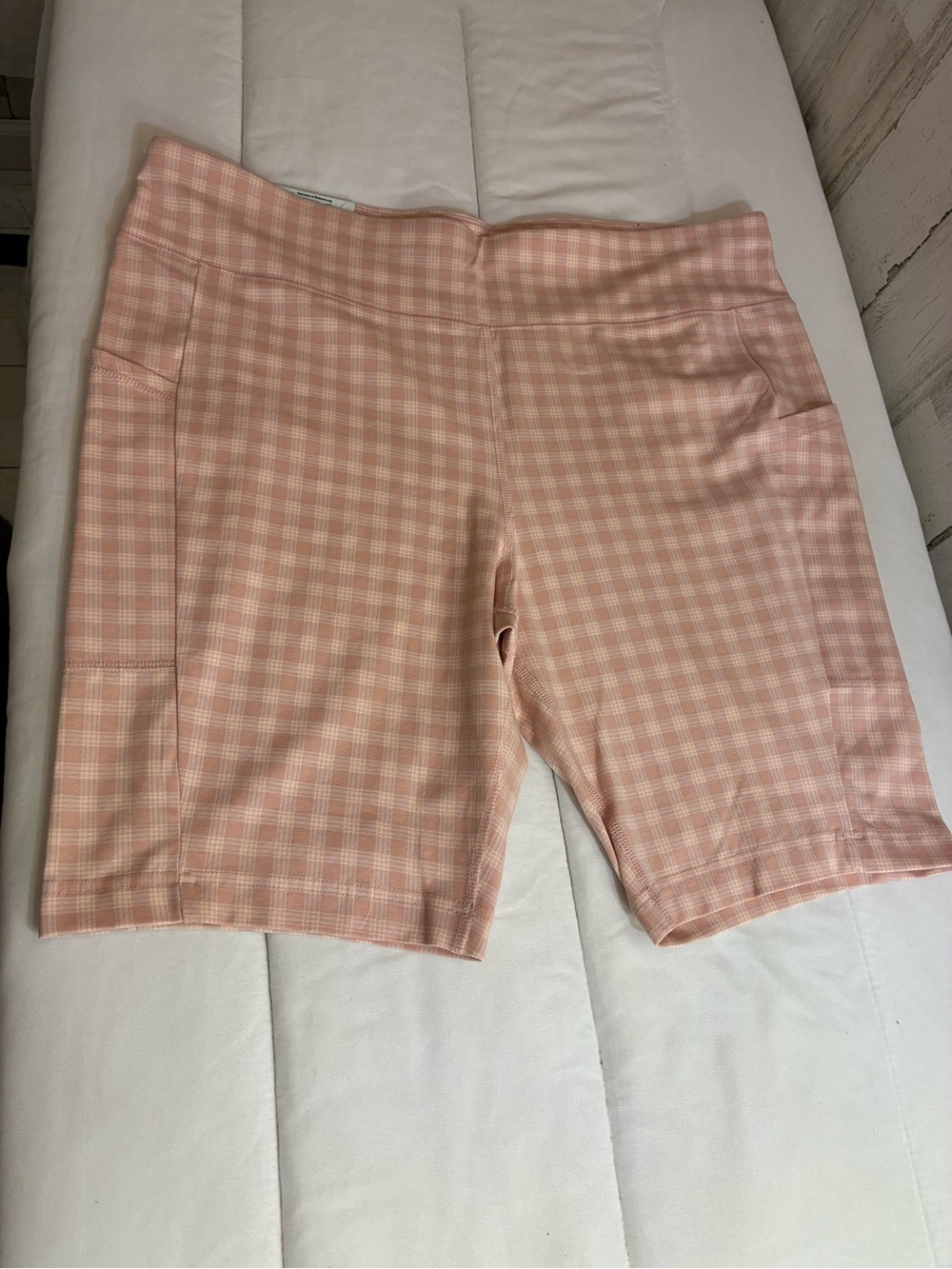 Terra & Sky Peach Gingham High Waist Shorts